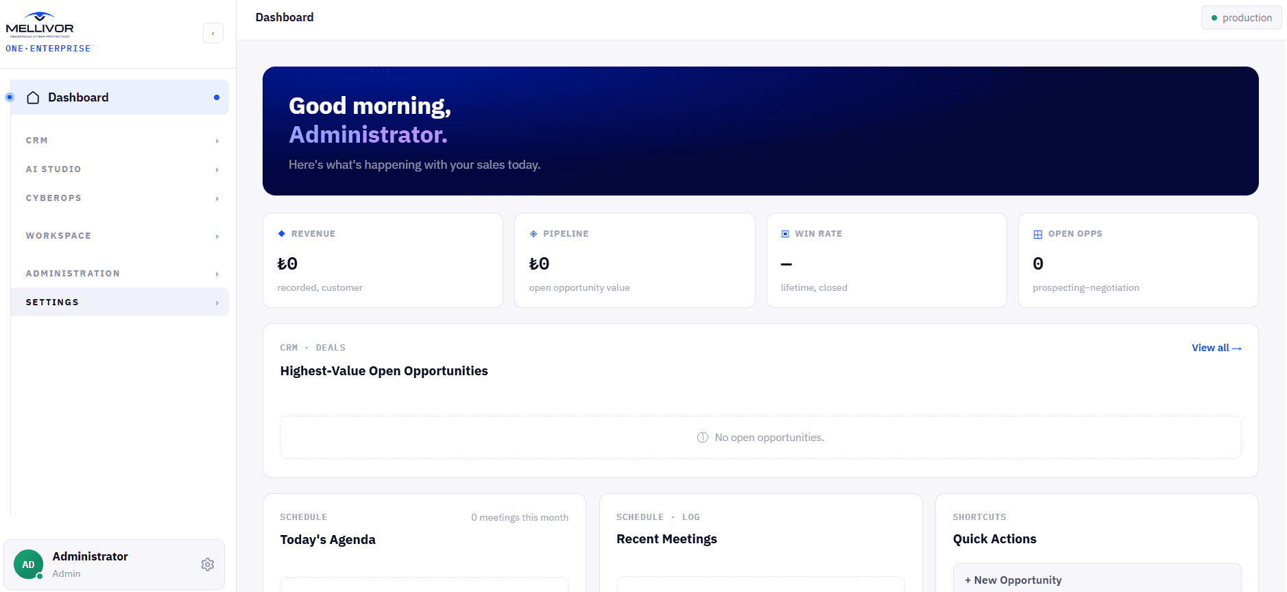 Mellivor One CRM and operations dashboard